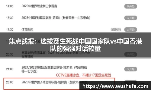 焦点战报：选拔赛生死战中国国家队vs中国香港队的强强对话较量